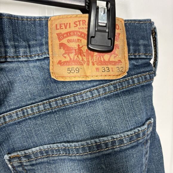 Levis 559 Relaxed Straight Jeans Mens 33x32 Blue Denim Mid Rise Casual Classic - Picture 2 of 7